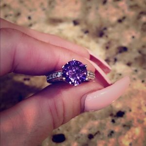 Purple stones ring with CZ